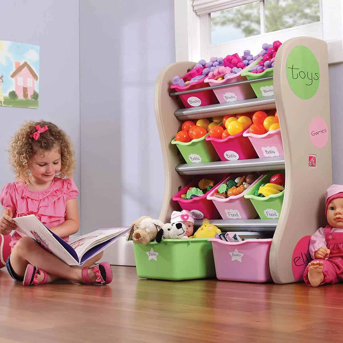 Sturdy Pink and Green Storage Bins