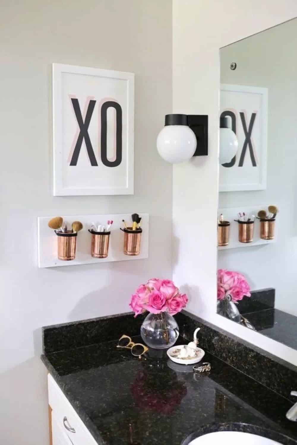 Black, White, and Gold Bathroom