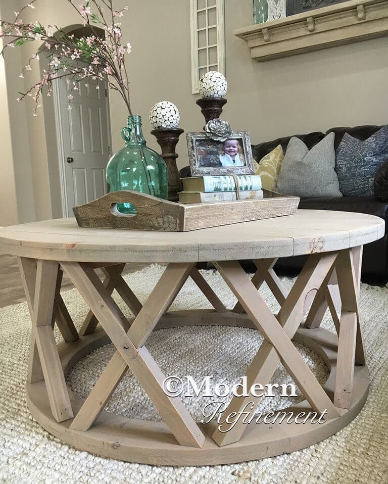 Upcycled Wire Spool Table with Antique Tray Display