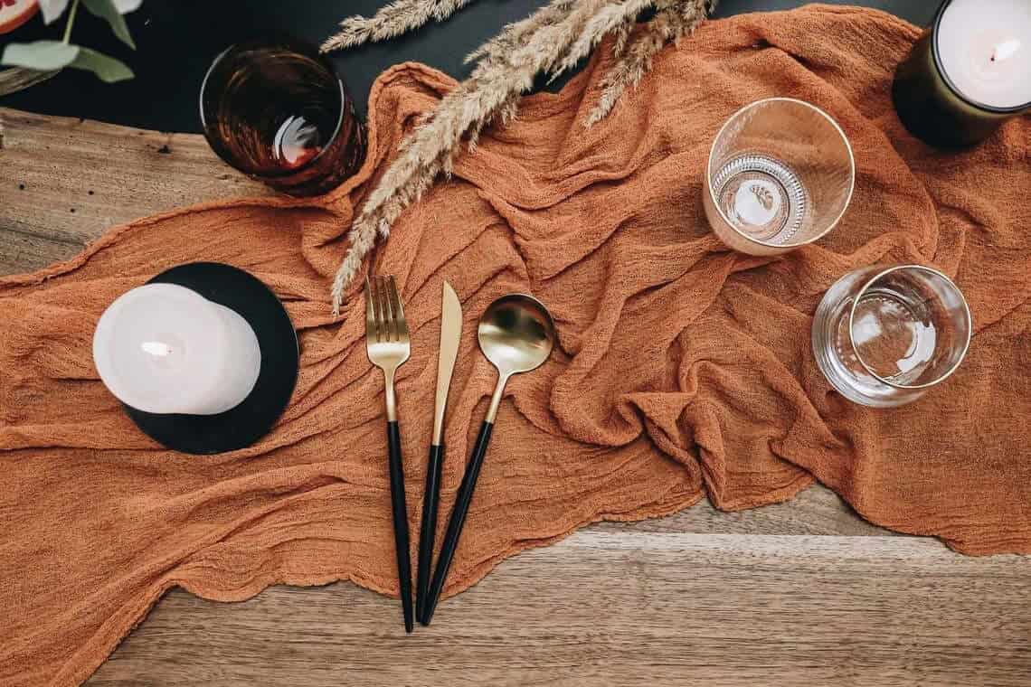 Burnt Orange Wedding Cheesecloth Table Runner