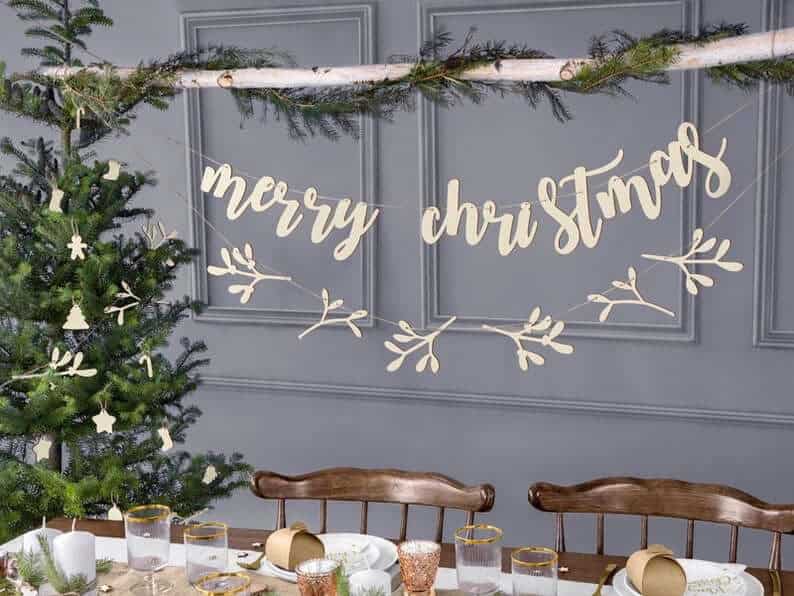 Wooden Lettering Merry Christmas Banner