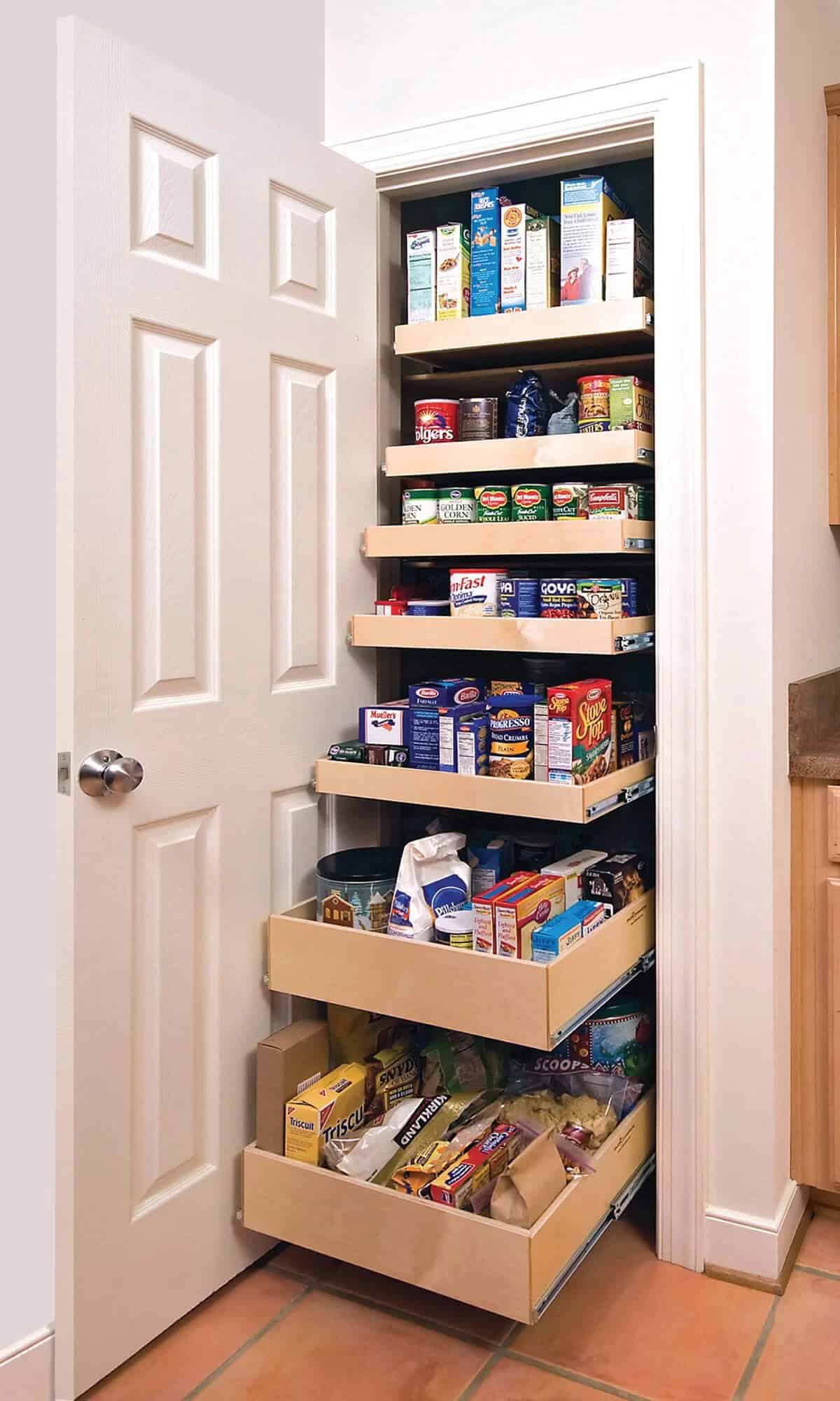 Graduated Sliding Drawers in the Pantry