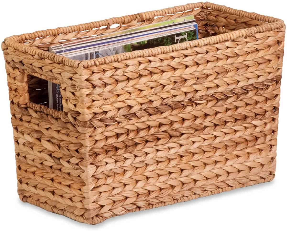 Stylish Woven Water Hyacinth Magazine Storage Basket