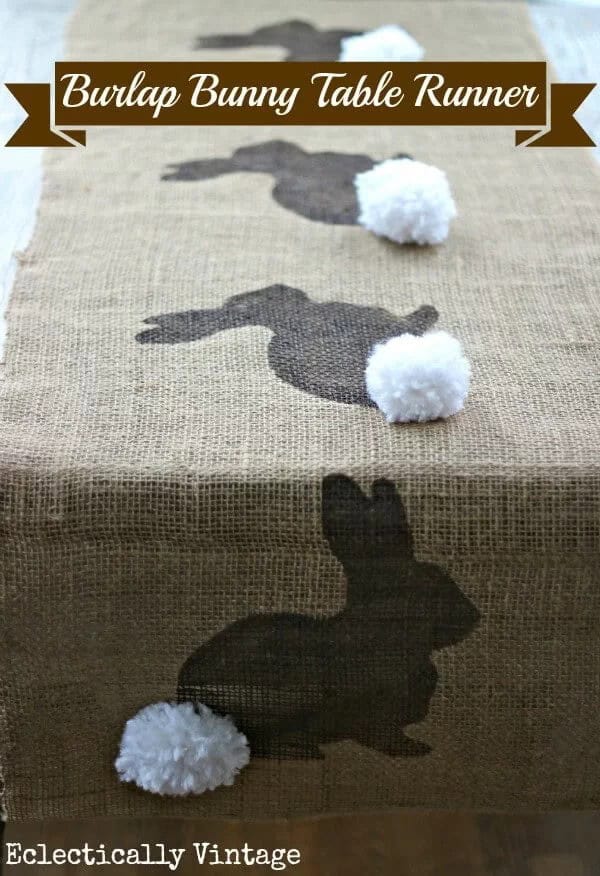 Burlap Cotton Tail Bunny Table Runner