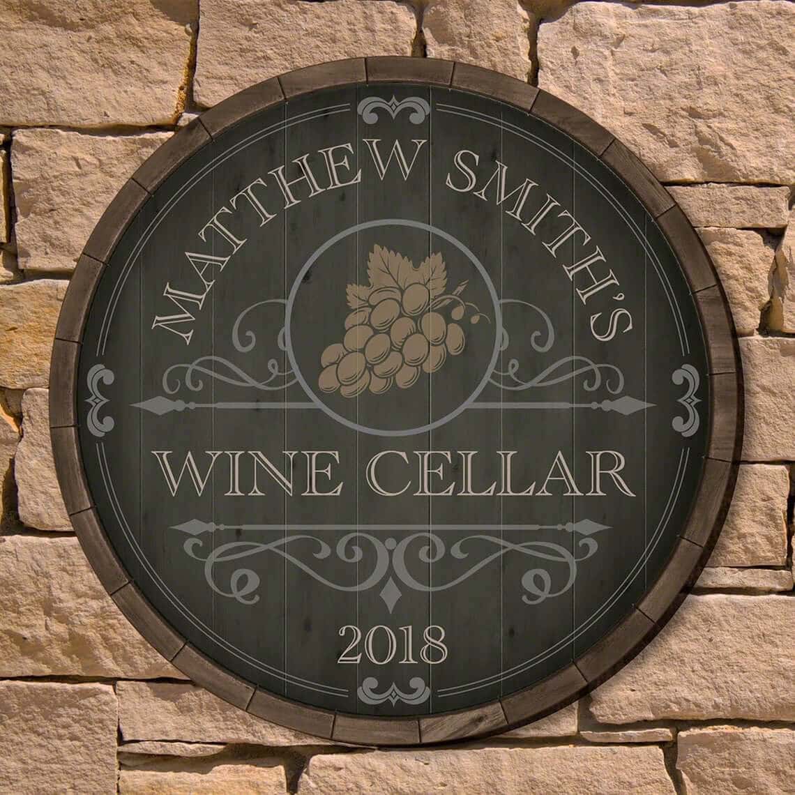 Rustic “Beauteous Barrel” Personalized Wine Cellar Sign