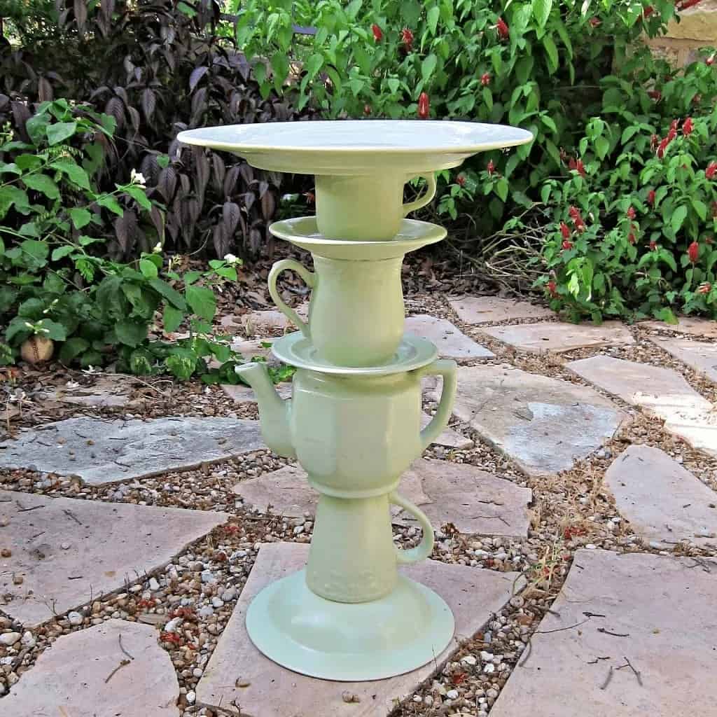 Tea Cup Bird Feeder, Bird Bath Upcycled Garden Art