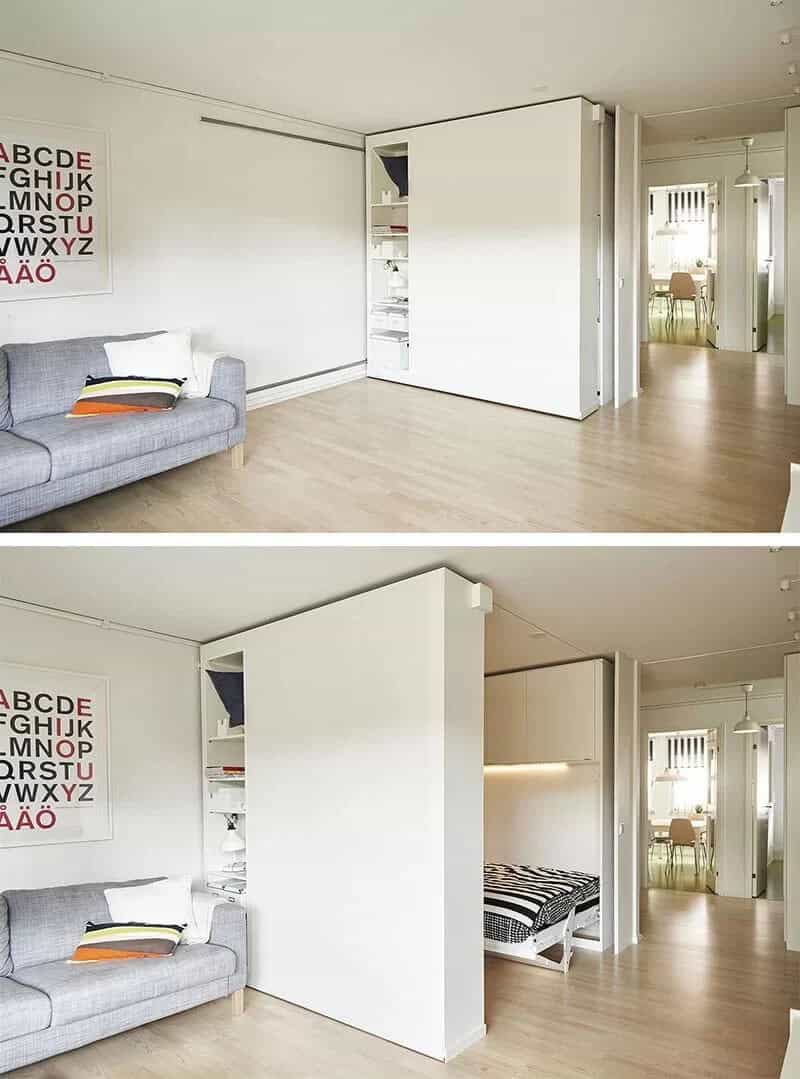 From Office to Bedroom with the Slide of a Storage Wall