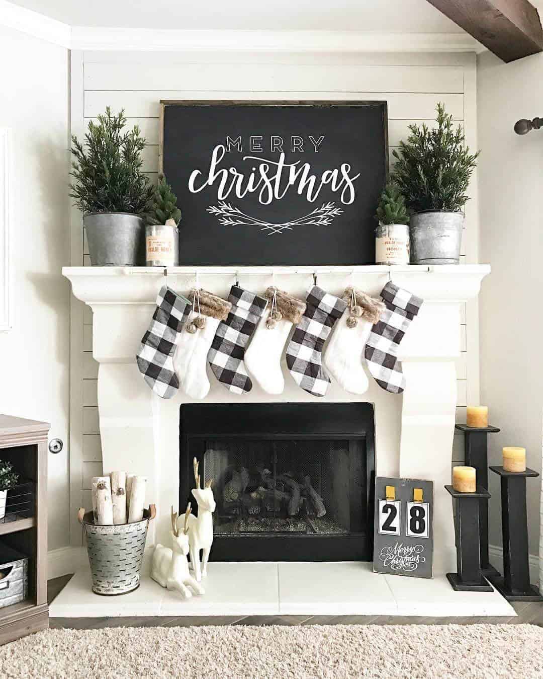 Black and White Christmas Fireplace Inspiration