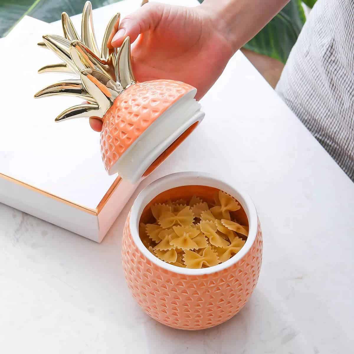 Adorable Ceramic Pineapple Centerpiece Storage Jar