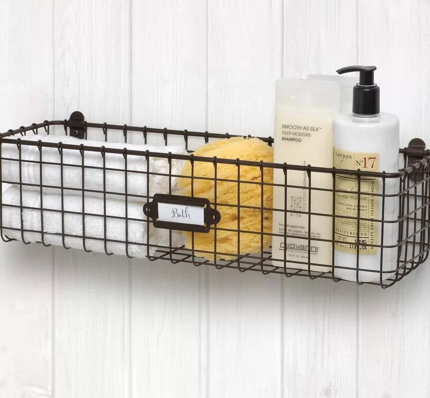 Vintage Wall Mount Basket Storage Bin