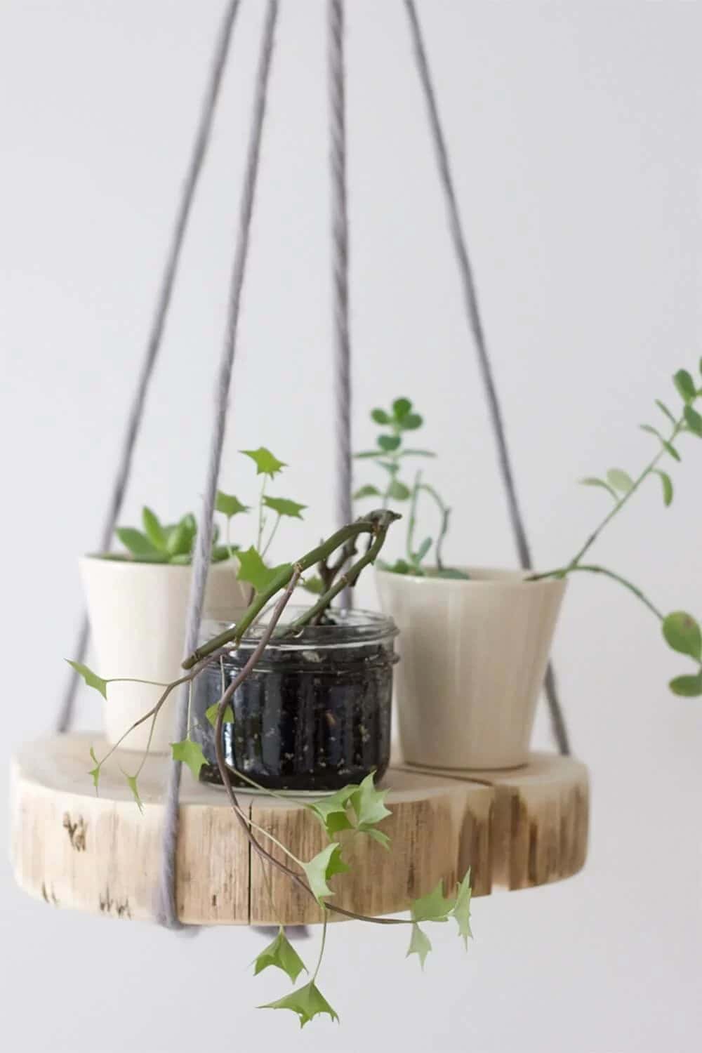 Creative Hanging Wooden Planter Shelf