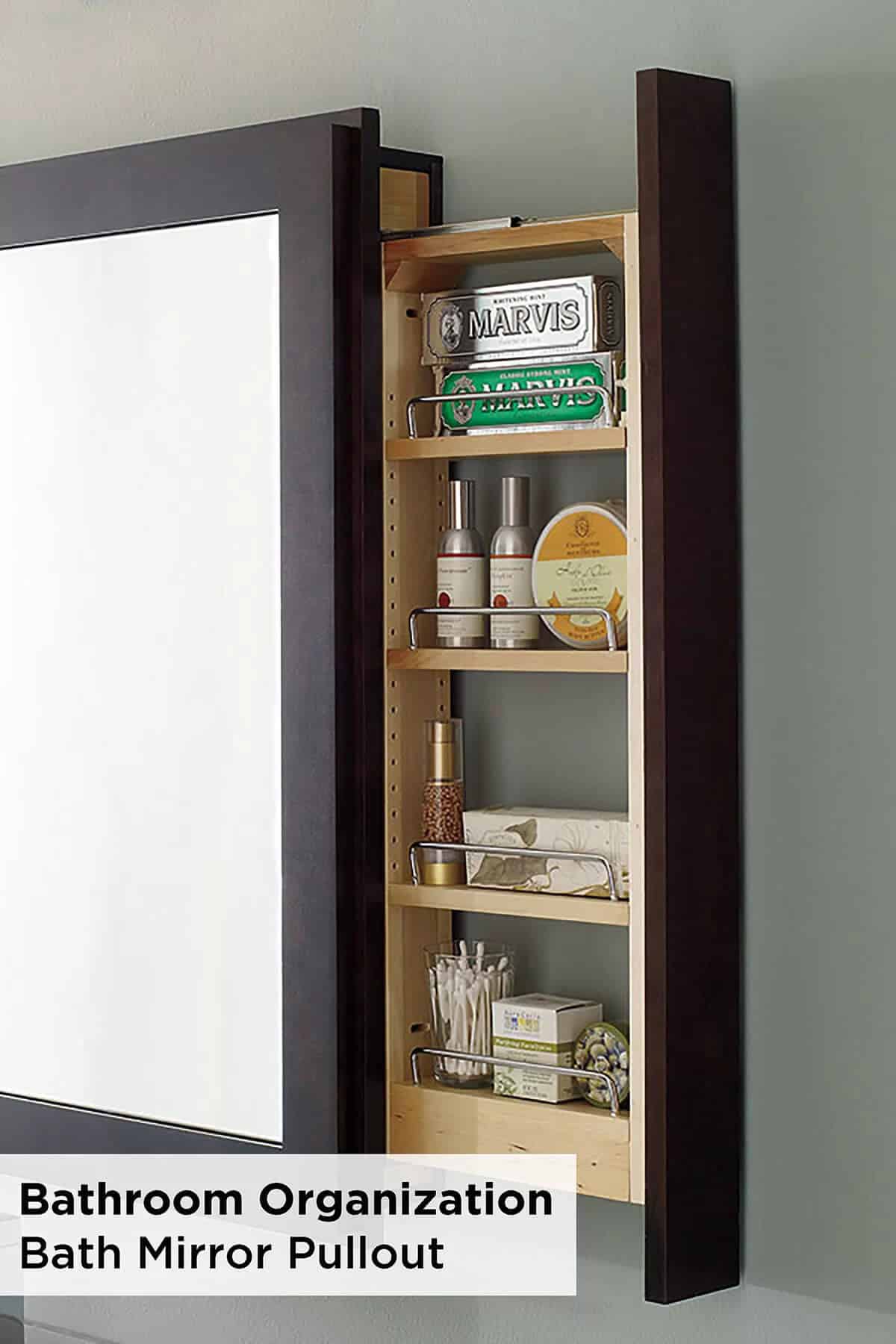 Bath Mirror Pullout Storage