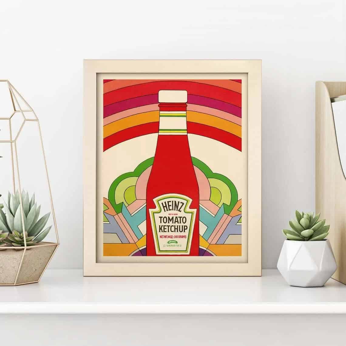 Colorful Bauhaus-Style 1960s Heinz Ketchup Poster