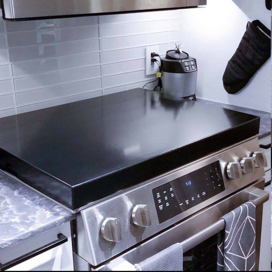 Modern Black Stove Top Burner Cover