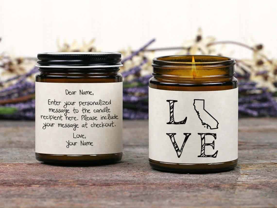 “Love California” Custom Handwritten Message Candle