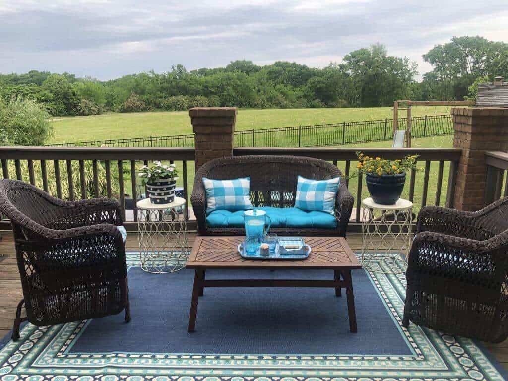 Cozy Backyard Wood and Brick Deck