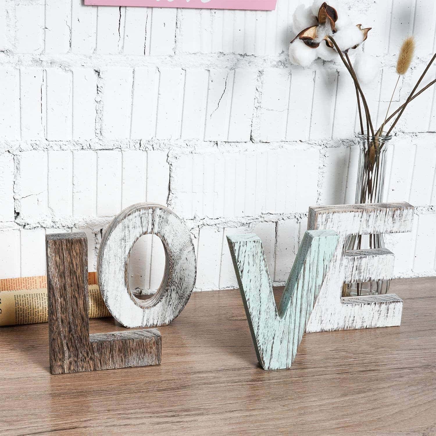 Freestanding Farmhouse Style “LOVE” Wooden Lettering