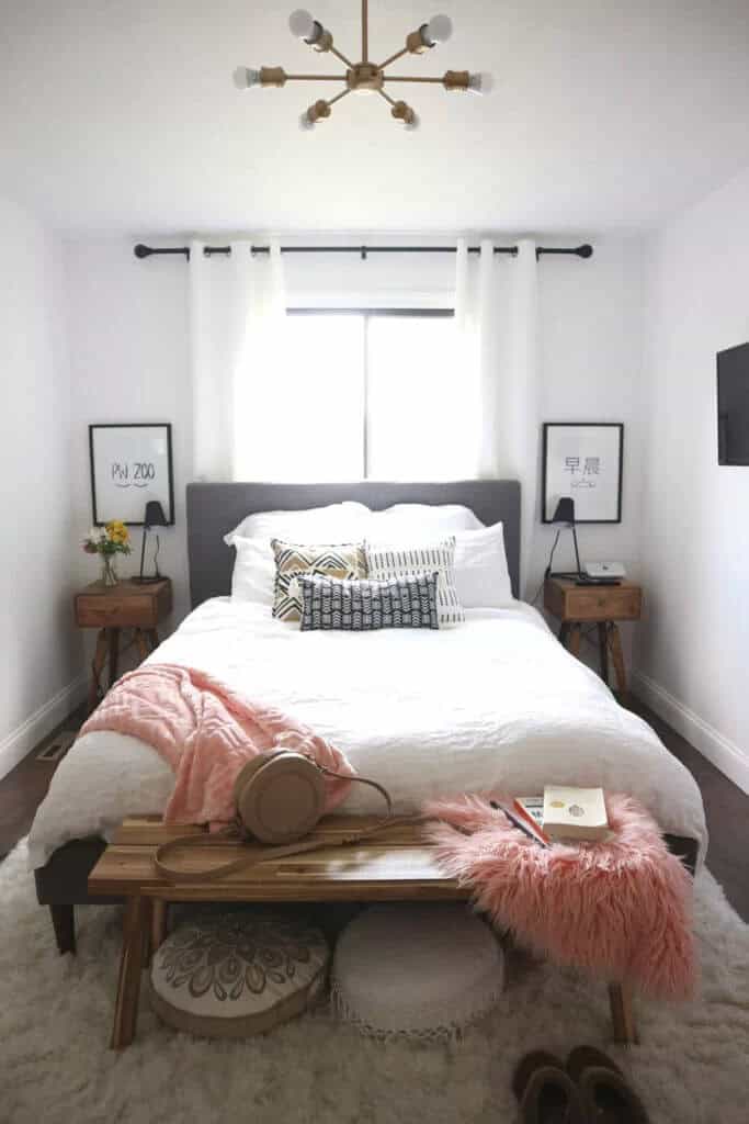 Small Bedroom Ideas with Natural Light & Pink Pops