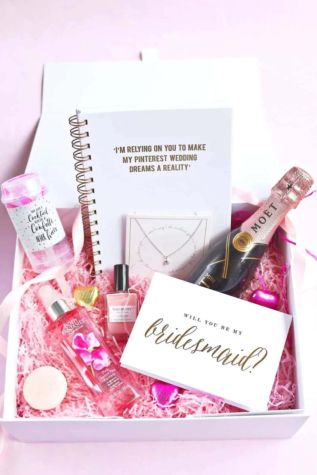 Bold Pink Handmade Bridesmaid Box Ideas