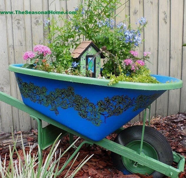 Whimsical Broken Wheelbarrow Fairy Garden