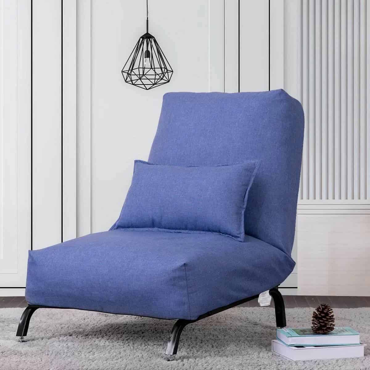 Soft Light Blue Linen Tub Chair