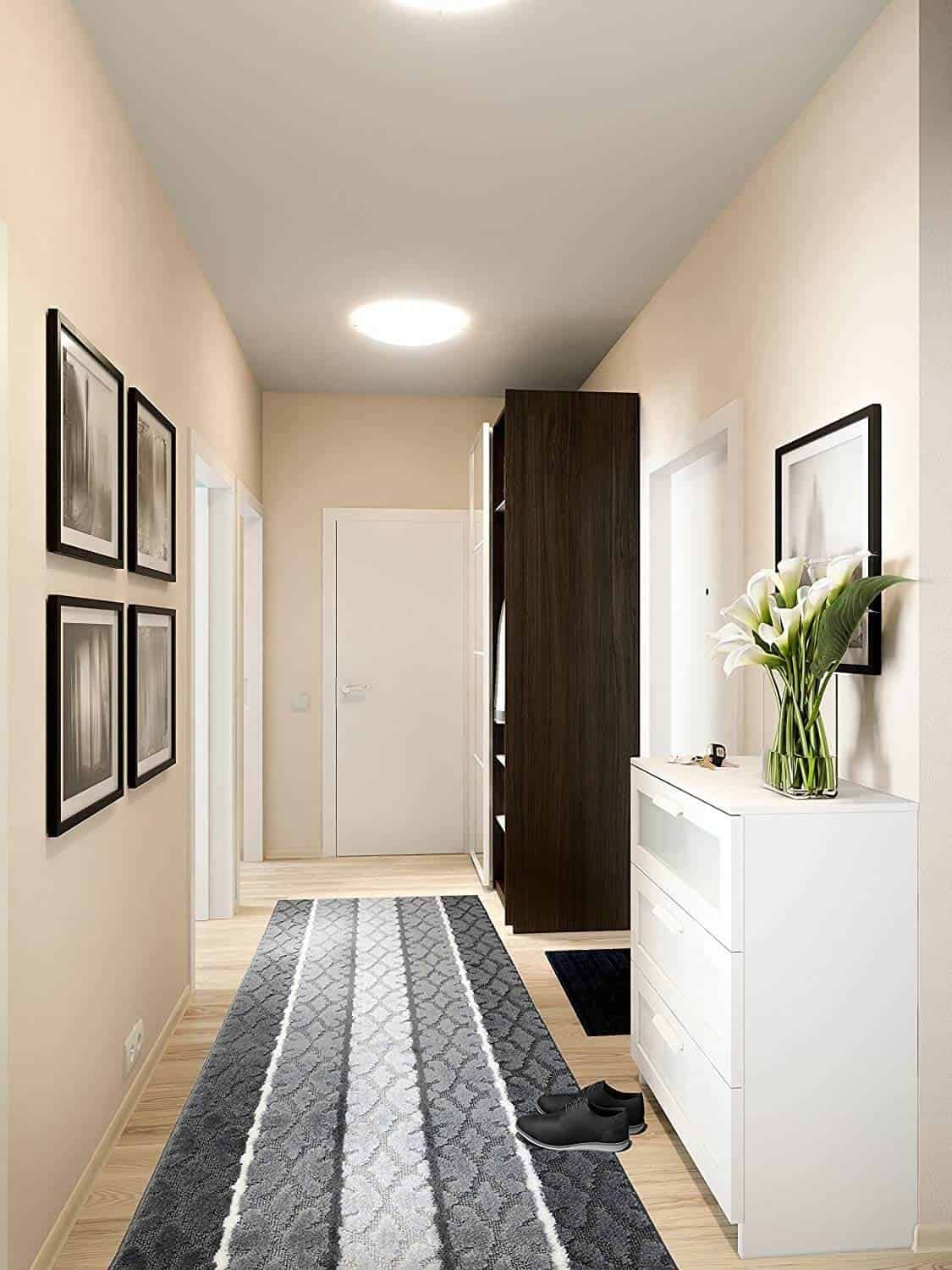 Grayscale Stripped Hallway Runner Rug