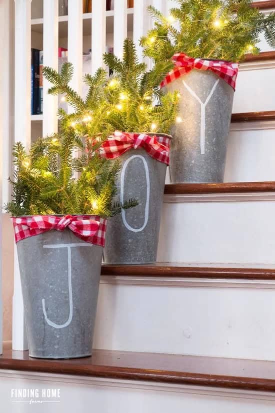 Galvanized Buckets with Chalk Pen Lettering