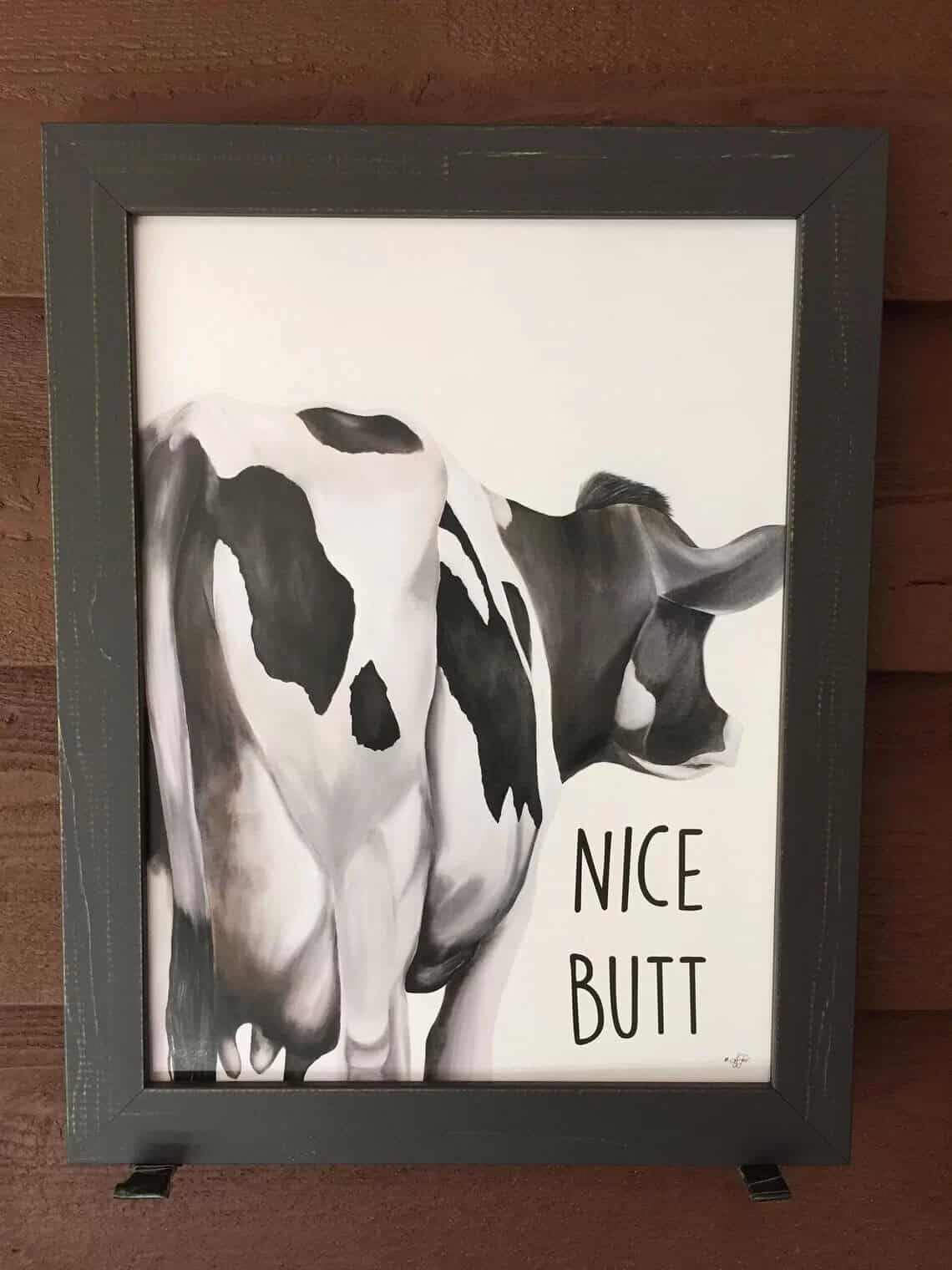 “Nice Butt” Laminated Cow Illustration