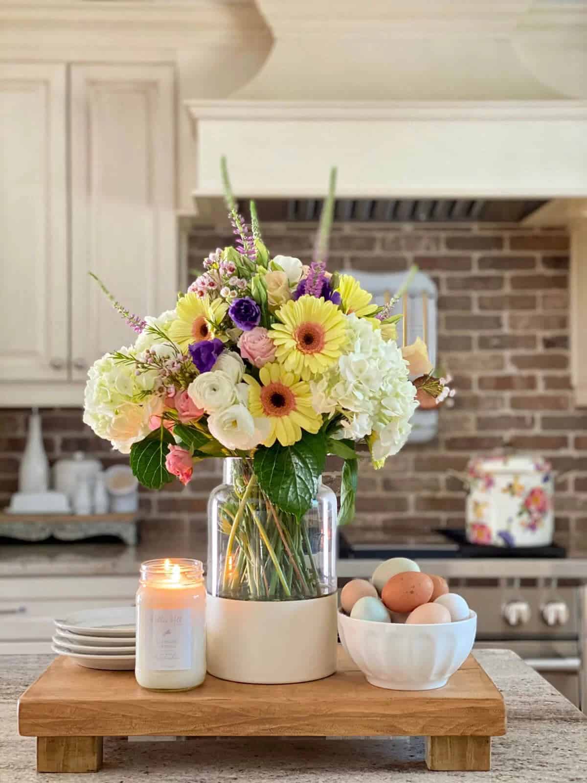 Warm See-Through Flower Vase Arrangement