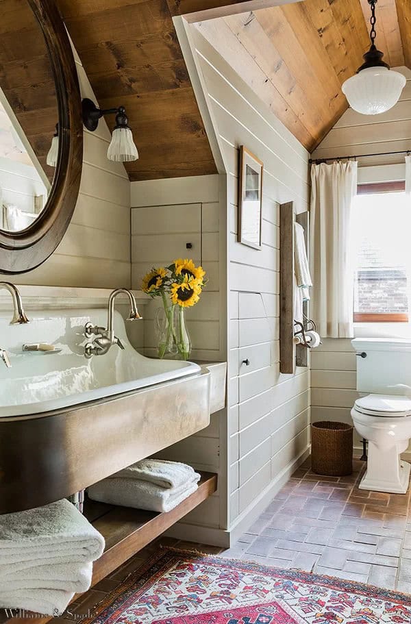 Double Width Sink and Wood Paneling