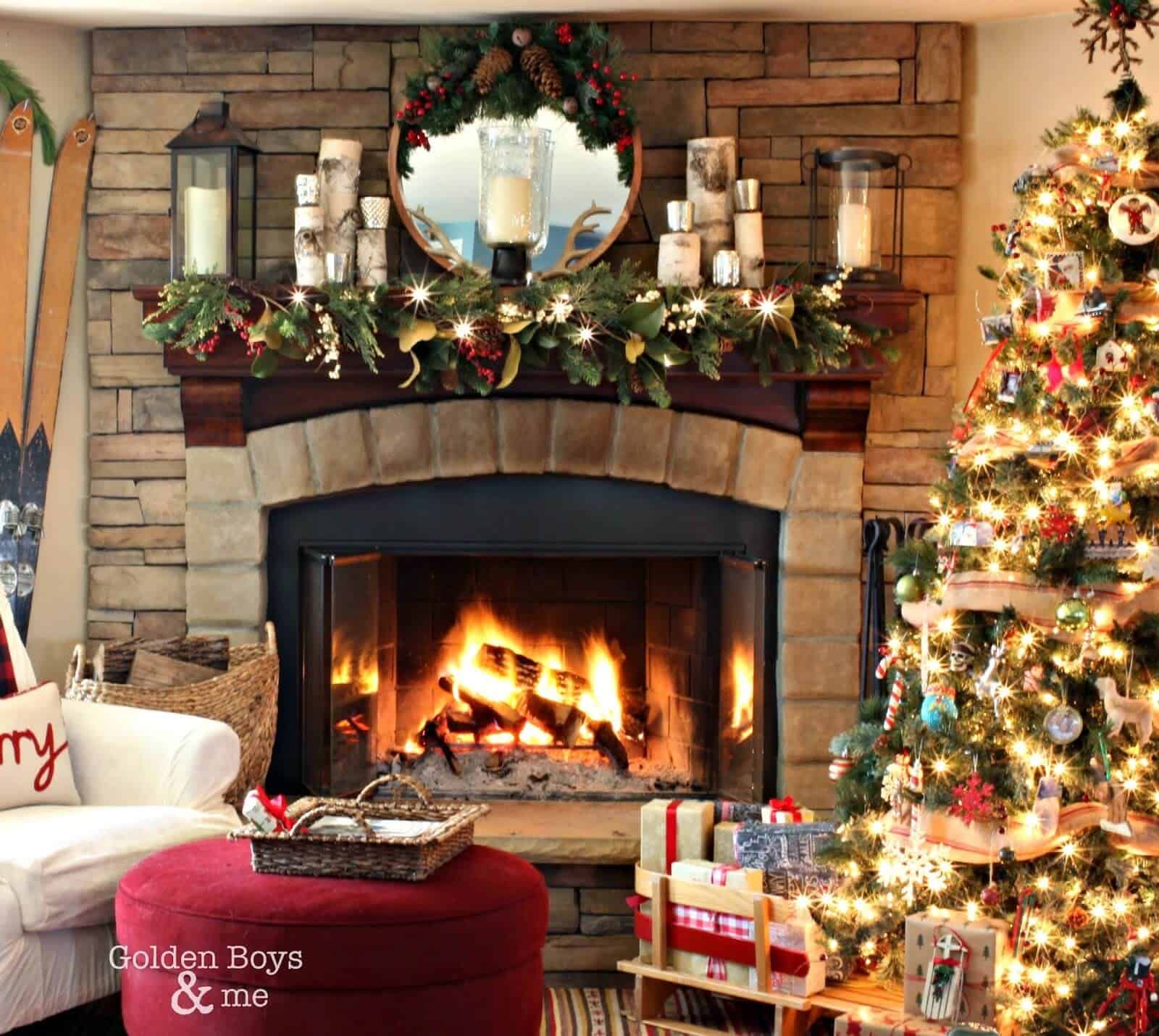 Decorate Your Christmas Mantel with Natural Birch Pillars