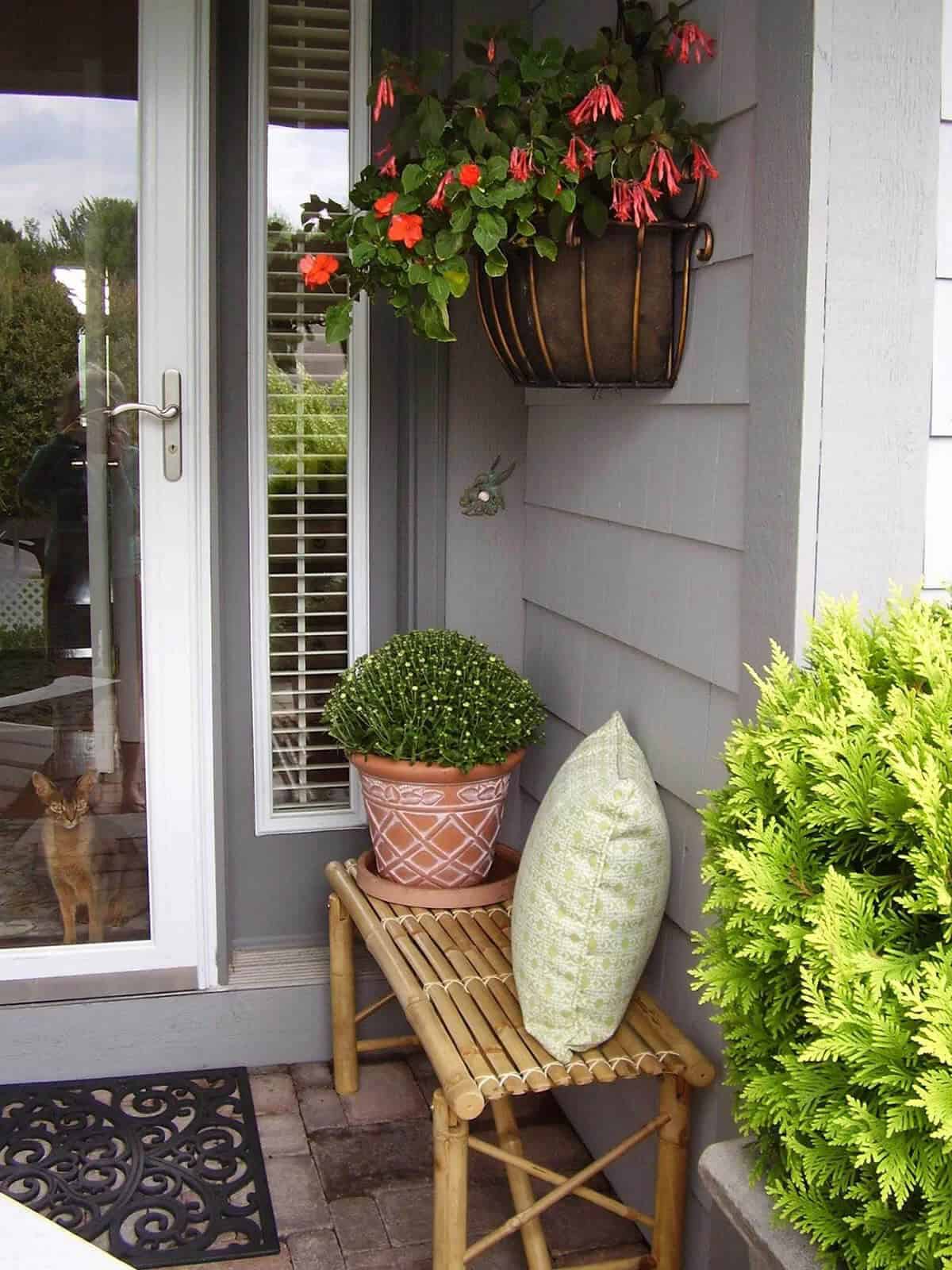 Coir Planter with Bright Orange Flowers