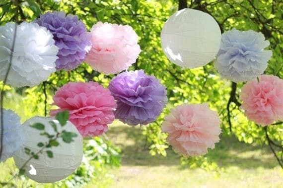 Hanging Pom Pom Paper Flower Decoration