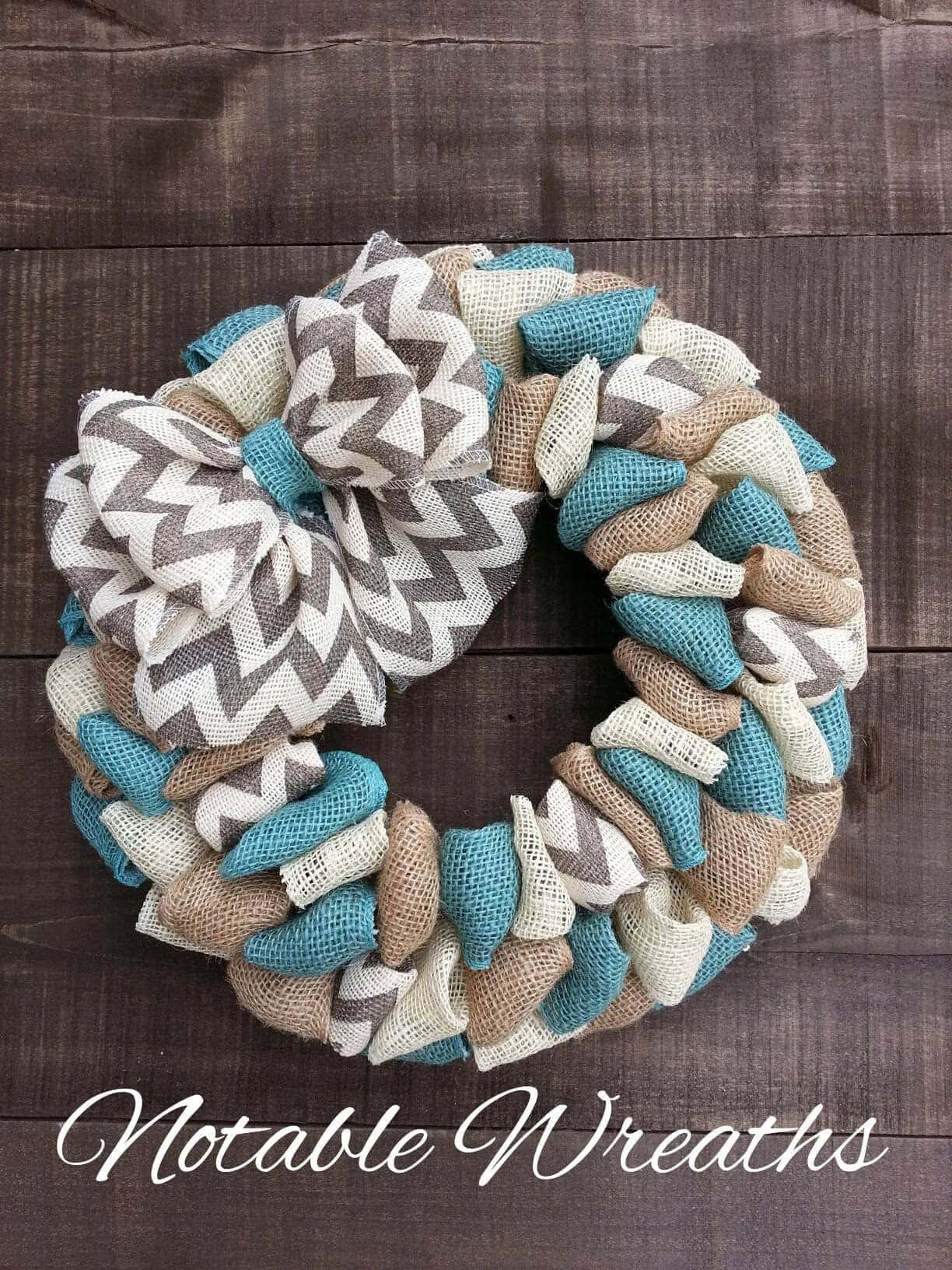 Coastal Farmhouse Burlap Fabric Wreath