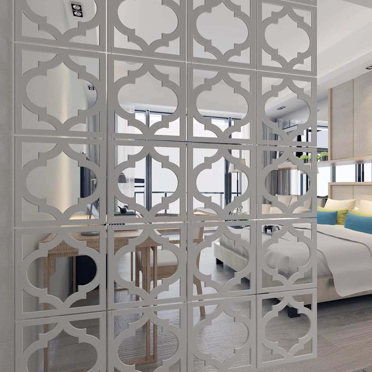 Trellis Pattern Adjustable Hanging Room Divider for Living Room