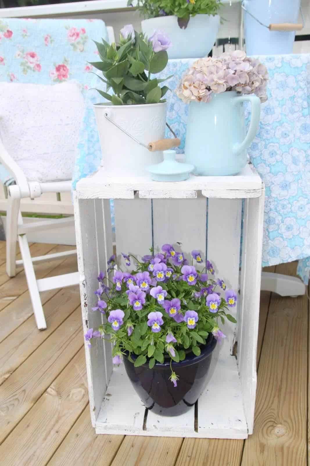 Simple Painted Wooden Crate Plant Stand