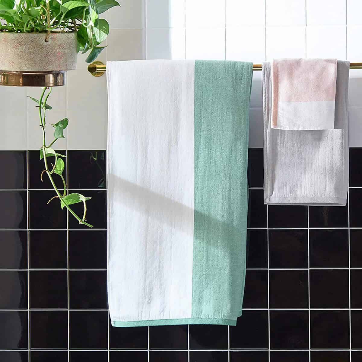 Contemporary Striped Cotton Bath Towels by Rivet