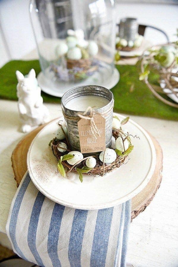 Easter Egg Nest and Candle Place Setting