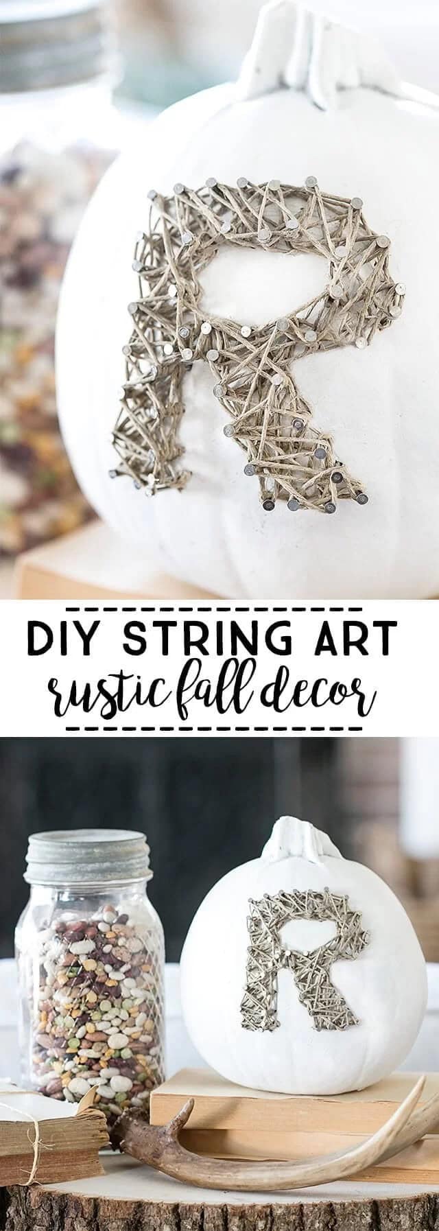 Rustic String Art Pumpkin Decoration