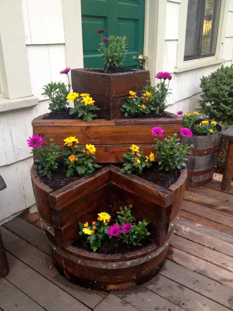 Multi-Tiered Barrel Planter