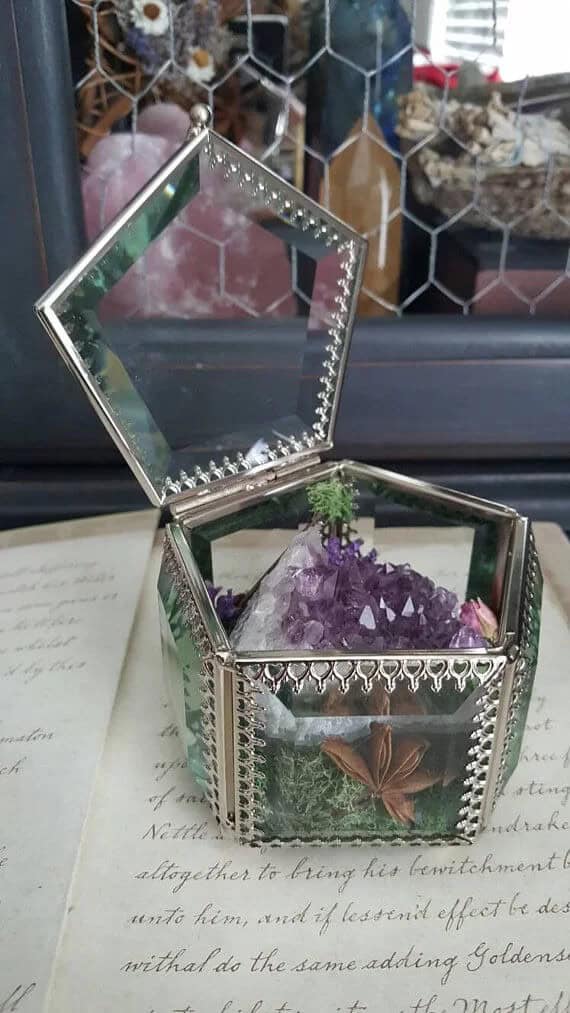 Geode Treasure Inside Open Terrarium