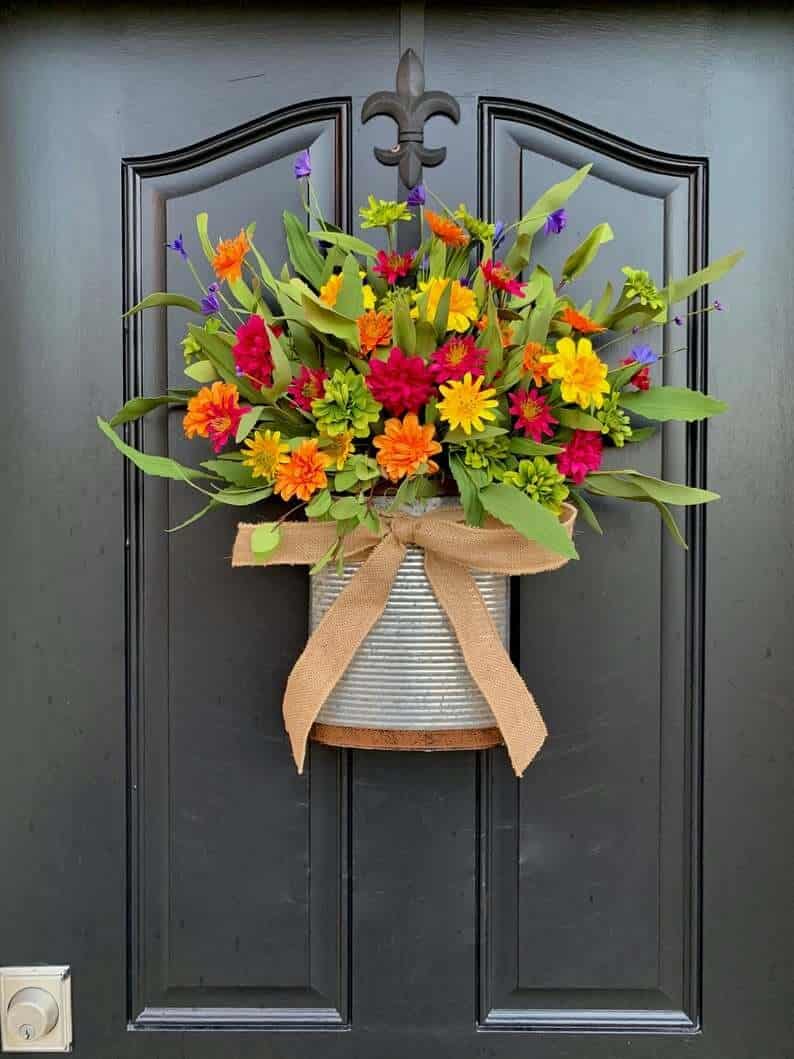 Multi-Colored Daisy Basket Summer Wreath