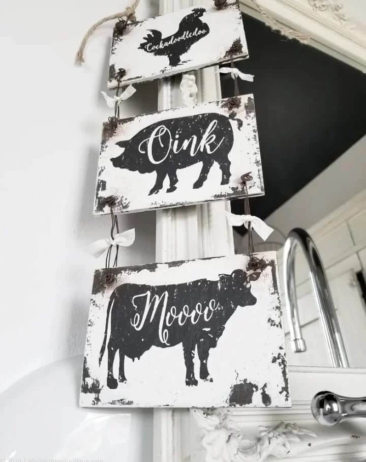 Weathered Barnyard Animal Farmhouse Signs