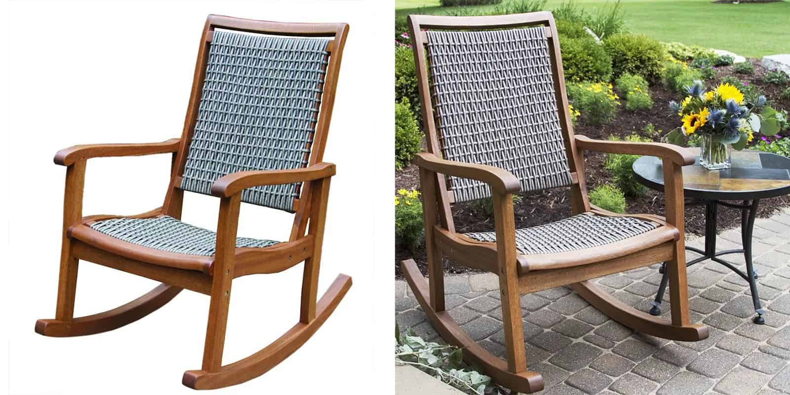 Resin Wicker and Eucalyptus Rocking Chair