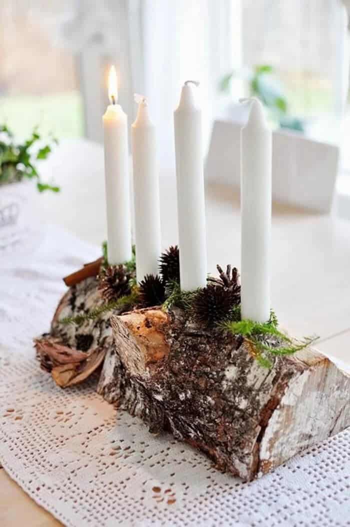 Log Candle Holder Centerpiece