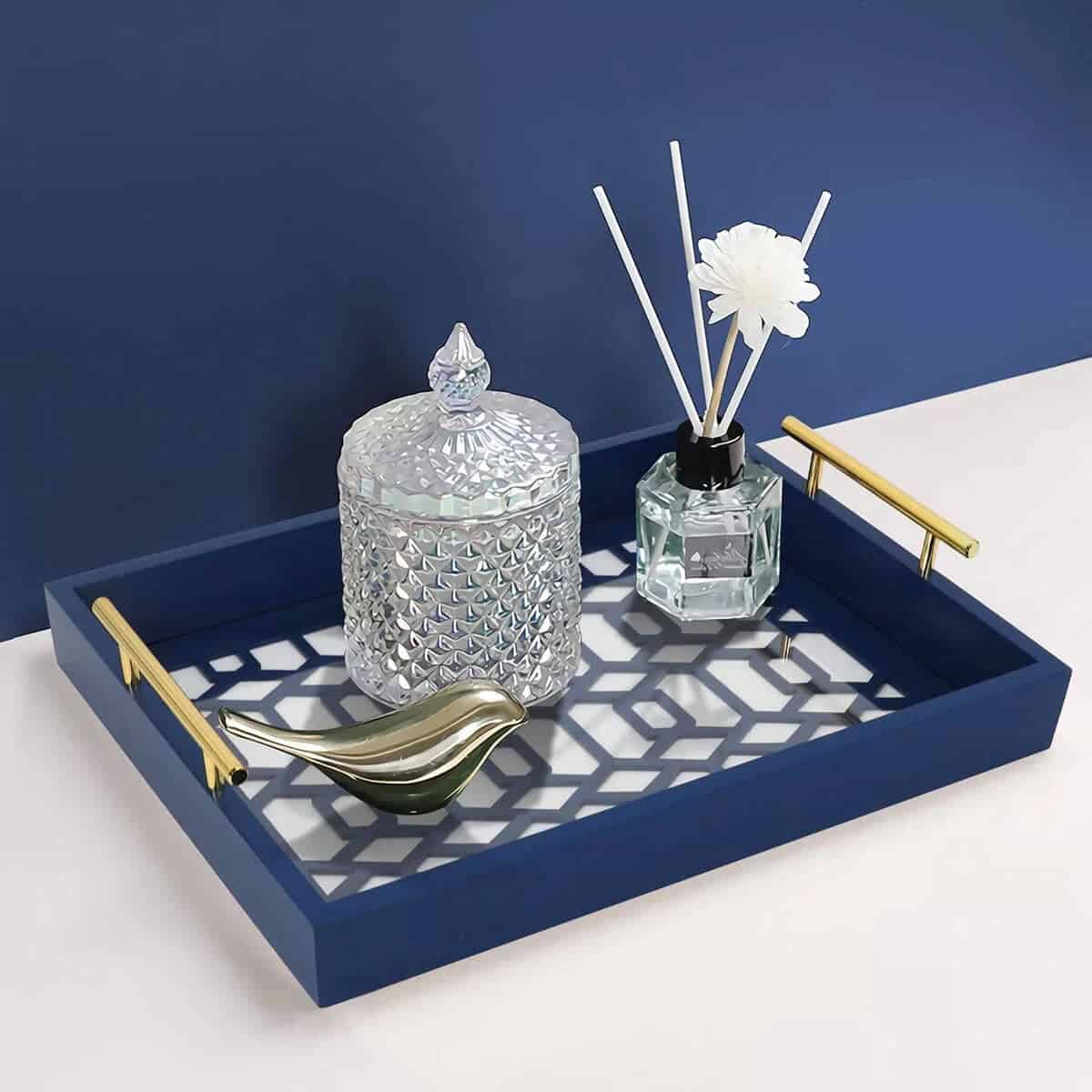 Acrylic Jewelry Tray With Polished Metal Handles