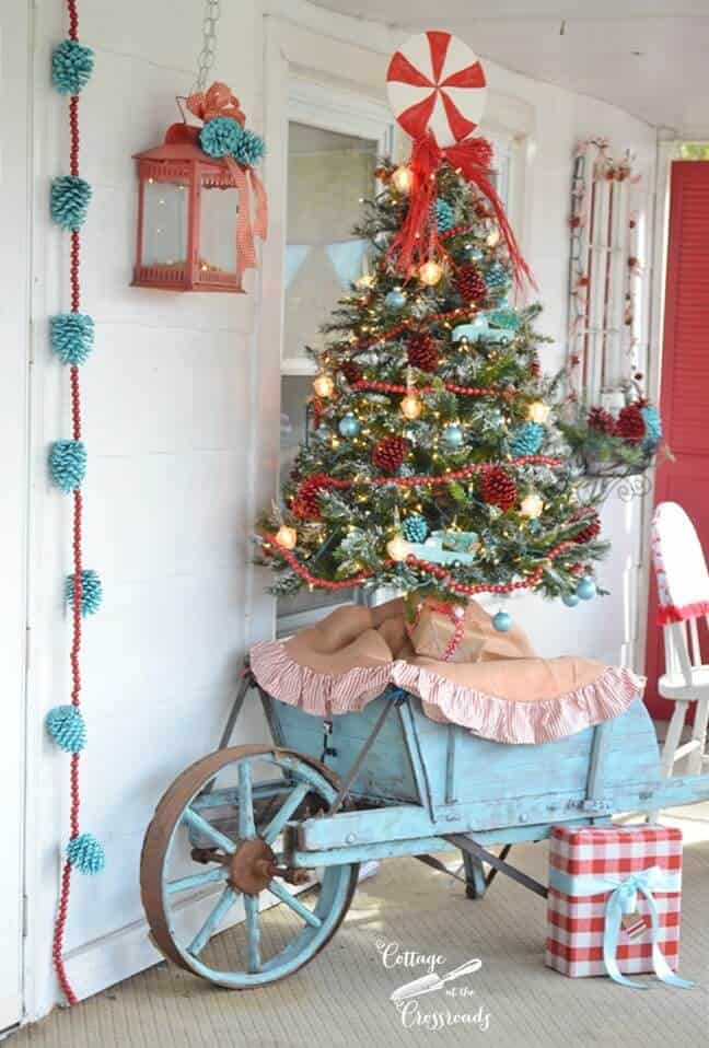 Elaborate Blue-Themed Porch Decor