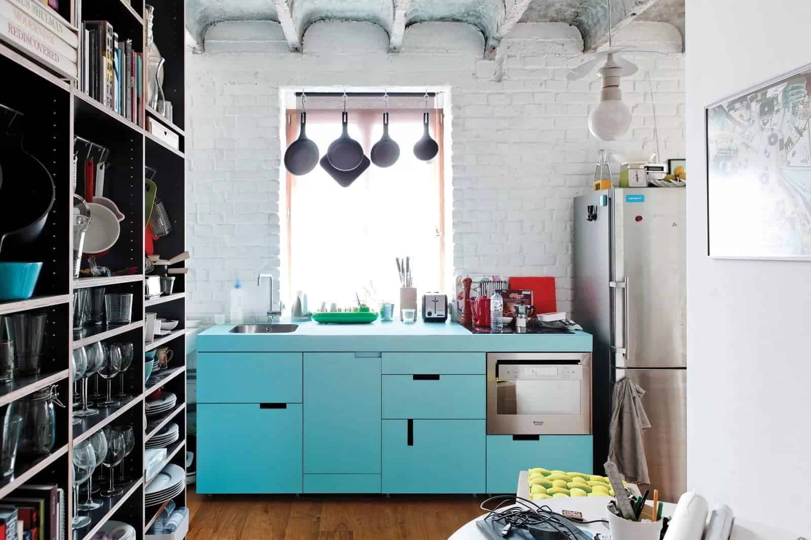 Small Kitchen Design Ideas with Bookshelves