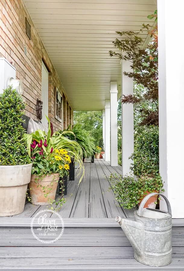 Grey Porch Providing Plant Paradise for Summer Serenity