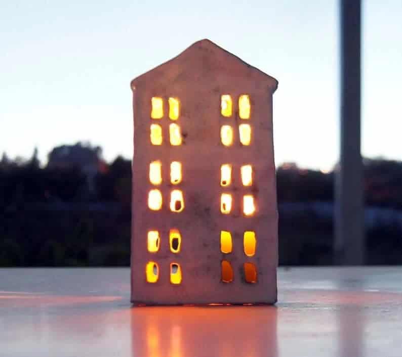 Cozy Glowing Ceramic “House” Lantern